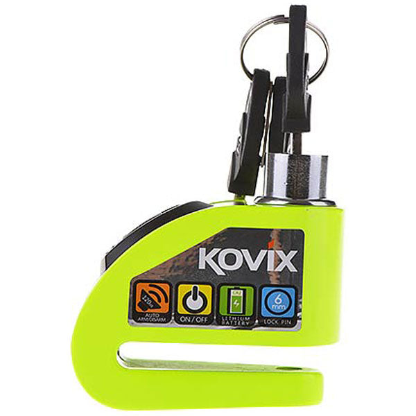 Kovix KD6 Alarmed Disc Lock 6mm Fluo Green (Image 4) - ThrottleChimp