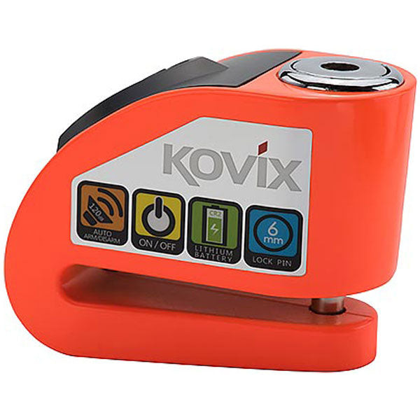 Kovix KD6 Alarmed Disc Lock 6mm Fluo Orange (Image 2) - ThrottleChimp