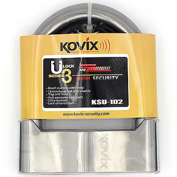 Kovix KSU U Lock 88mm X 102mm X 18mm Brushed Metal (Image 2) - ThrottleChimp