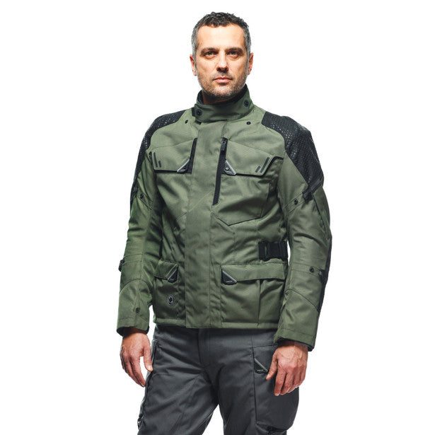 Dainese Ladakh 3L D-Dry All Weather Touring Textile Jacket Army Green / Black FREE 1 YEAR Returns, FREE UK Delivery | ThrottleChimp