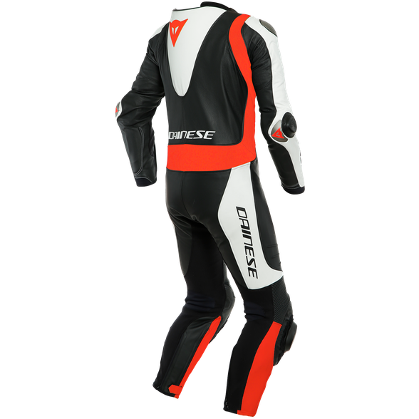 Dainese Laguna Seca 5 One Piece Perforated Leather Suit Black / White / Fluo Red (Image 2) - ThrottleChimp