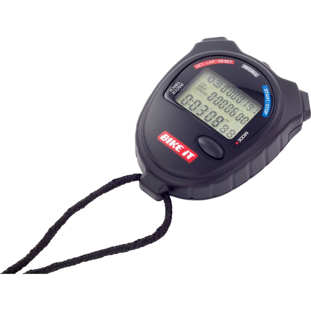 Bike It Digital LCD Stopwatch 60 Lap 10 Hour Black - ThrottleChimp