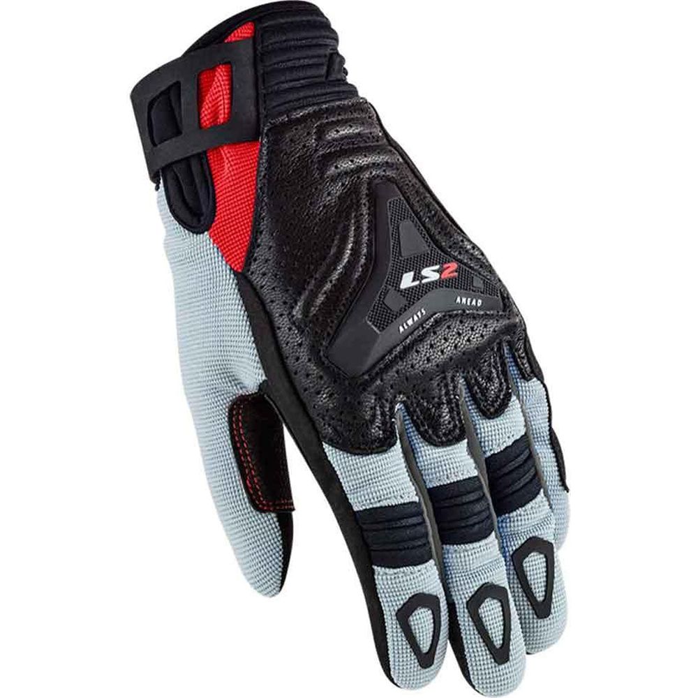 LS2 All Terrain Ladies Textile Gloves Black / Grey / Red - ThrottleChimp