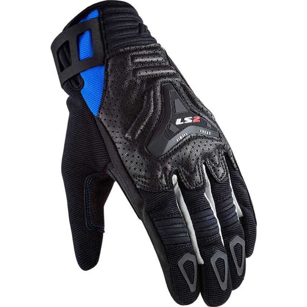 LS2 All Terrain Textile Gloves Black / Blue - ThrottleChimp