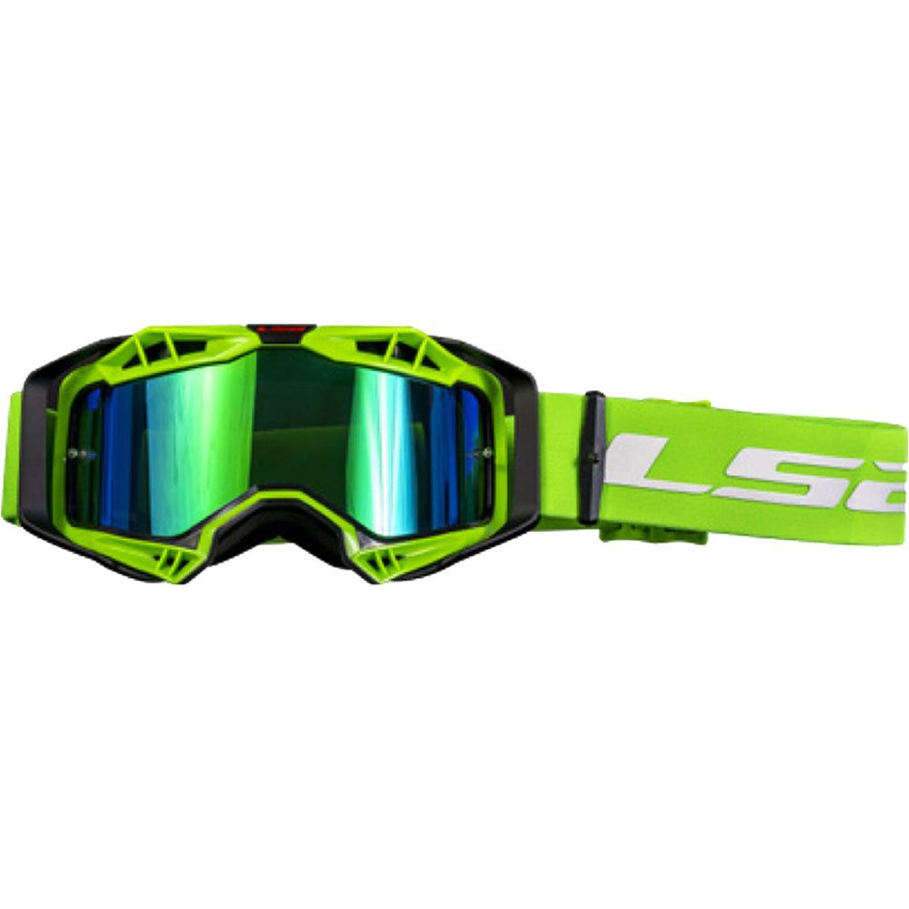 LS2 Aura Goggles Black / Hi-Viz Green With Iridium Green Lens - ThrottleChimp