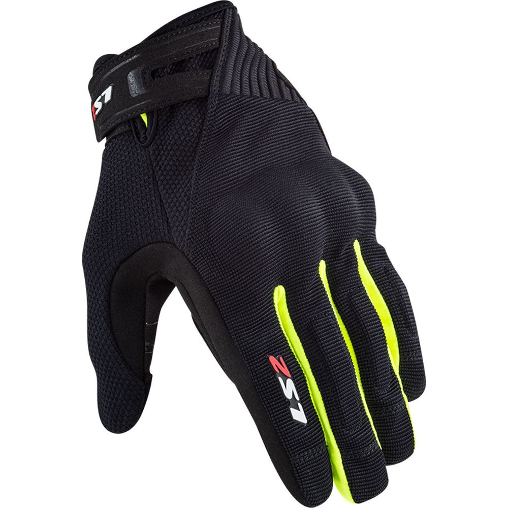 LS2 Dart 2 Textile Gloves Black / Hi-Viz Yellow - ThrottleChimp