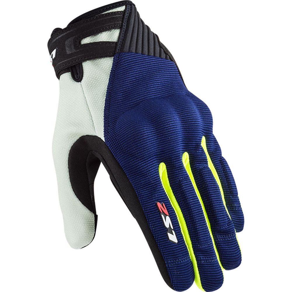 LS2 Dart 2 Textile Gloves Blue / Hi-Viz Yellow - ThrottleChimp