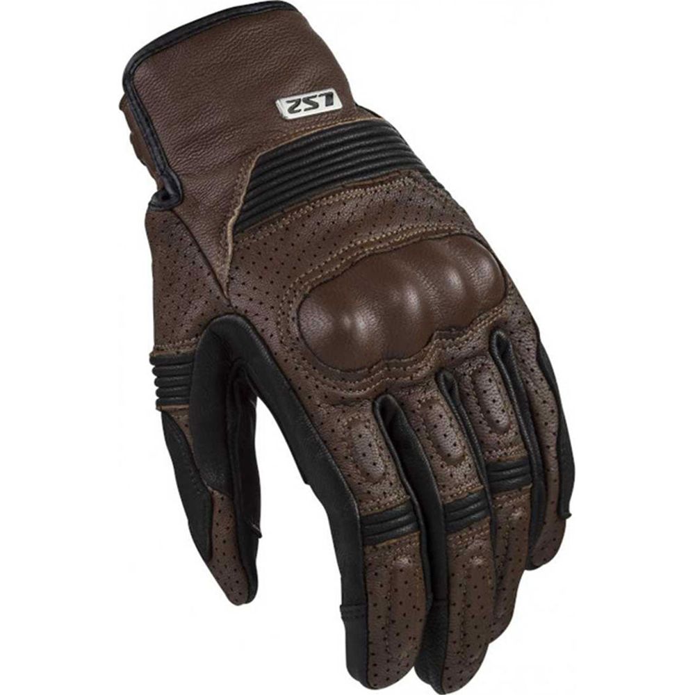 LS2 Duster Leather Gloves Tobacco / Black - ThrottleChimp