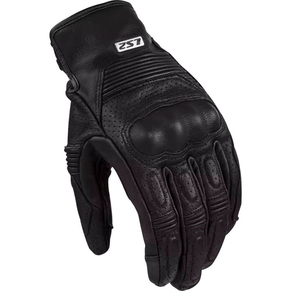 LS2 Duster Leather Gloves Black - ThrottleChimp