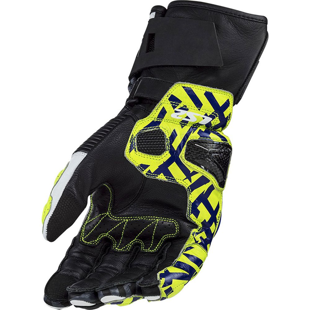 LS2 Feng Racing Leather Gloves Black / Blue (Image 2) - ThrottleChimp