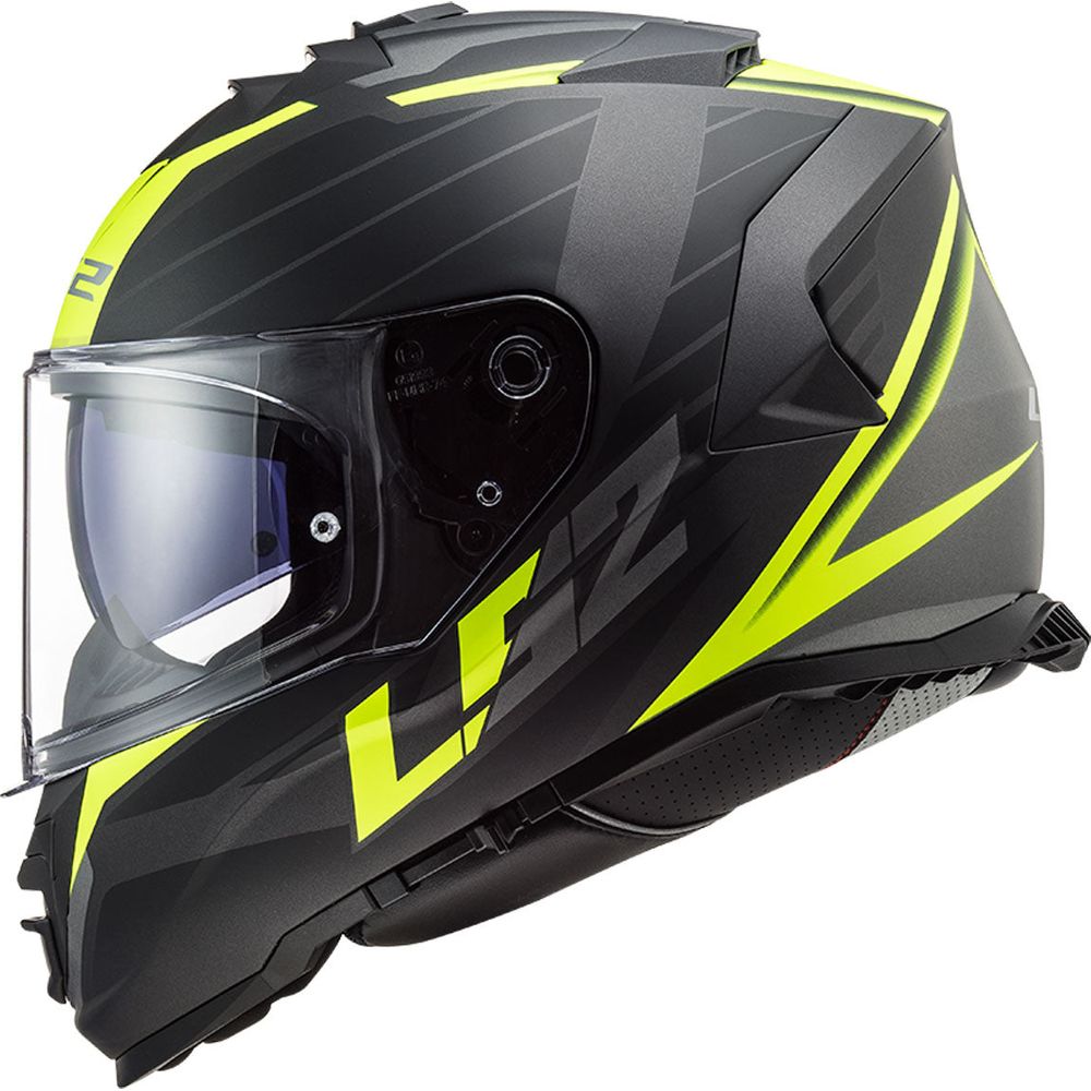 LS2 FF800 Storm Nerve Full Face Helmet Matt Black / Hi-Viz Yellow (Image 2) - ThrottleChimp