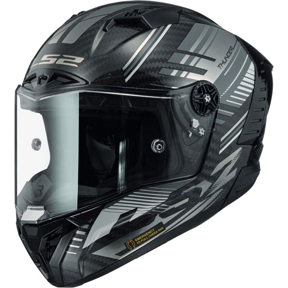 LS2 FF805 Thunder Carbon Full Face Helmet Volt Gloss Black / Grey - ThrottleChimp