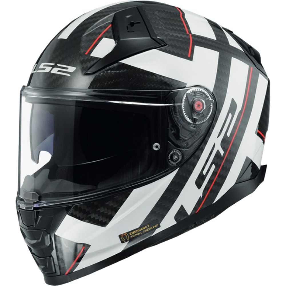 LS2 FF811 Vector 2 Carbon ECE 22.06 Full Face Helmet Strong Gloss White FREE 1 YEAR Returns, FREE UK Delivery | ThrottleChimp