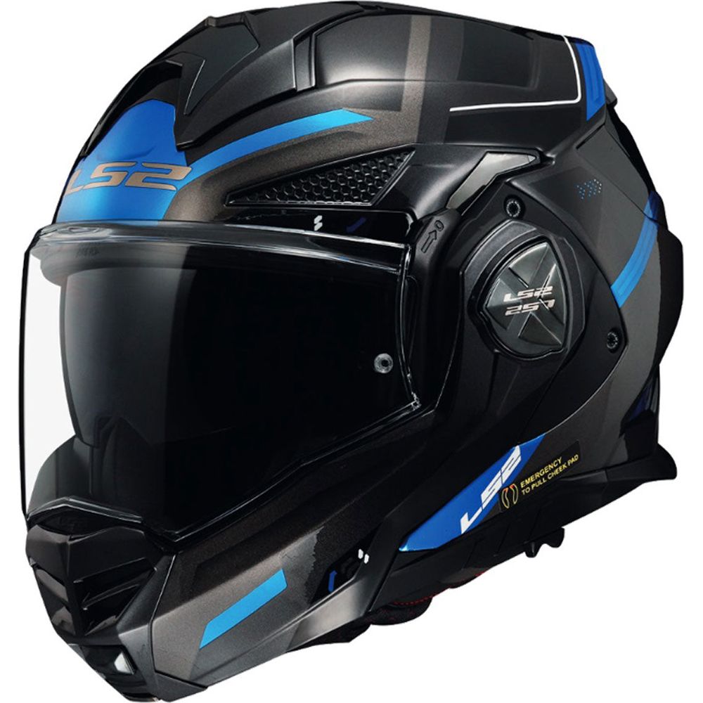 LS2 FF901 Advant X ECE 22.06 Flip-Up Helmet Spectrum Black / Titanium Blue - ThrottleChimp