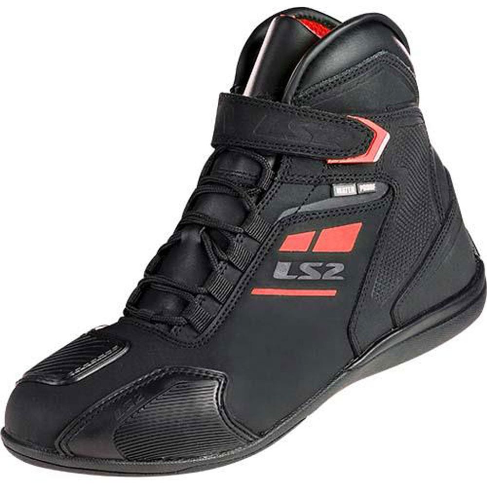 LS2 Garra Waterproof Short Boots Black / Red - ThrottleChimp