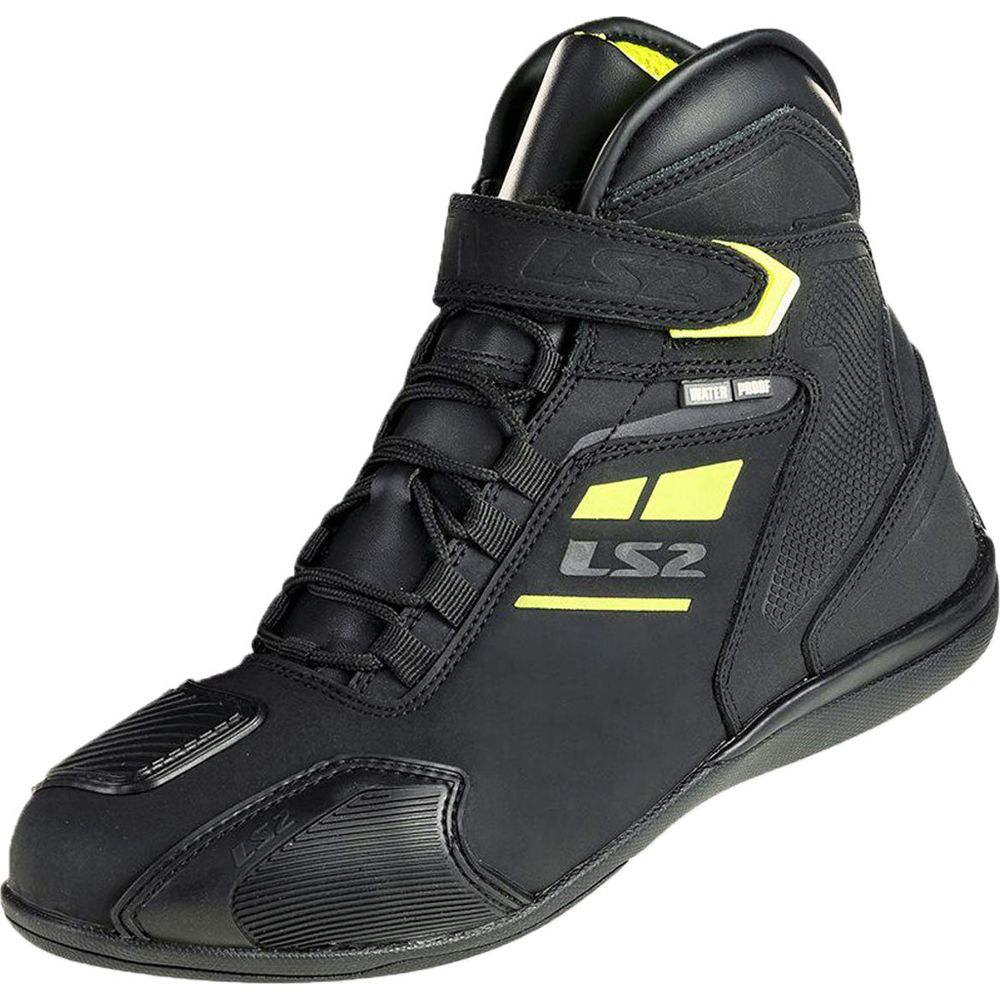 LS2 Garra Ladies Waterproof Short Boots Black / Hi-Viz Yellow - ThrottleChimp