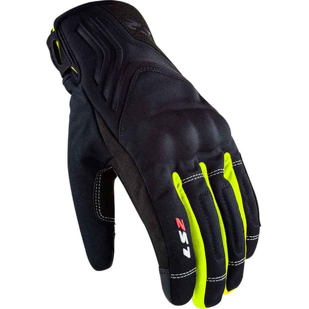 LS2 Jet 2 Textile Gloves Black / Hi-Viz Yellow - ThrottleChimp