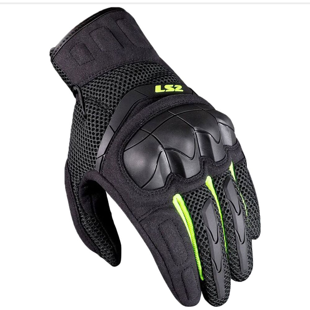 LS2 Kubra Textile Gloves Anthracite / Hi-Viz Yellow - ThrottleChimp