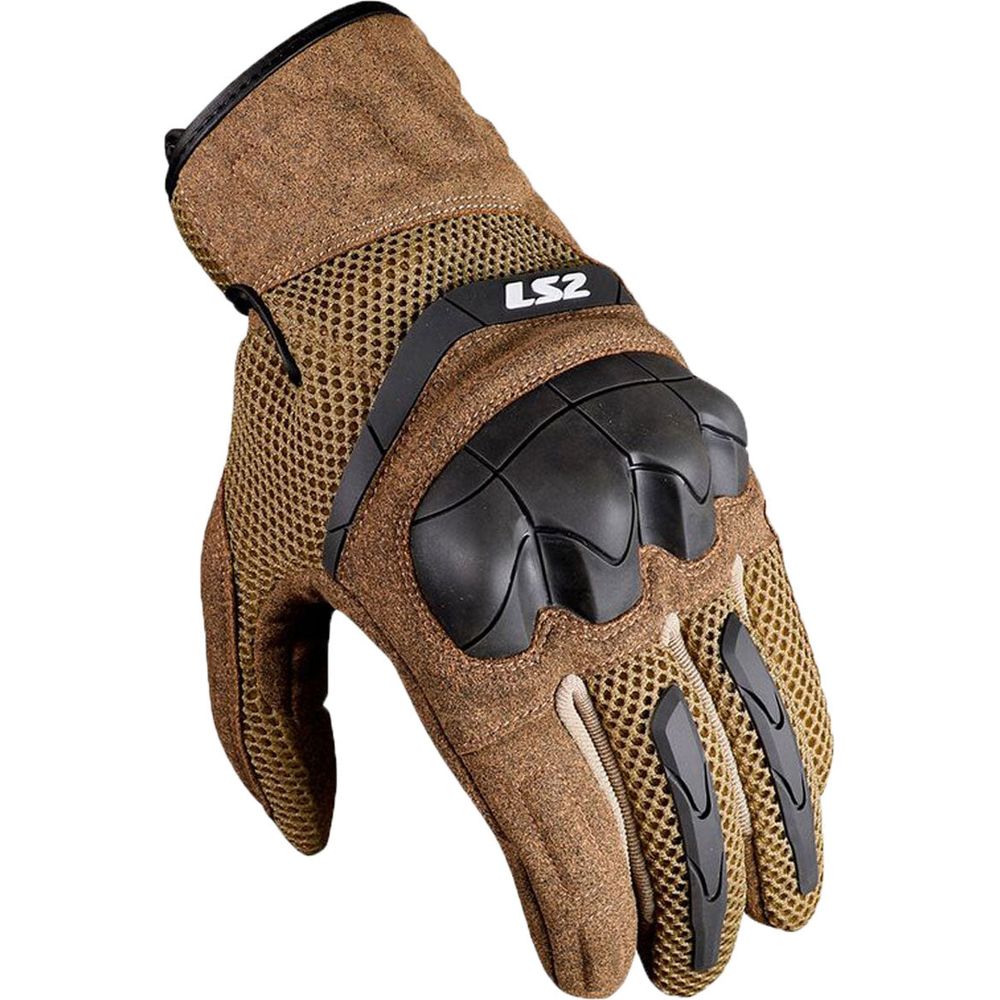 LS2 Kubra Textile Gloves Brown - ThrottleChimp