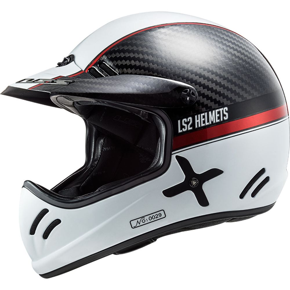 LS2 MX471 Xtra Yard Motocross Helmet Carbon / White / Red - ThrottleChimp