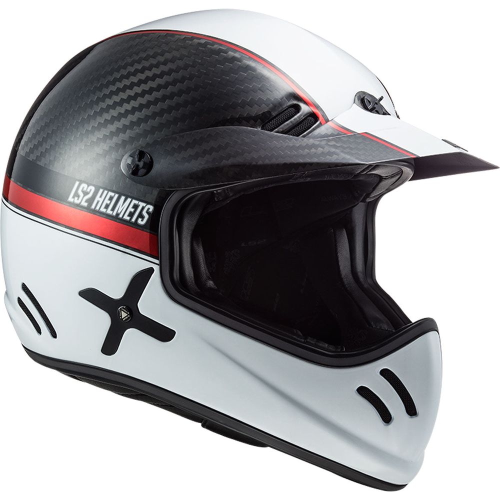 LS2 MX471 Xtra Yard Motocross Helmet Carbon / White / Red FREE 1 YEAR Returns, FREE UK Delivery | ThrottleChimp