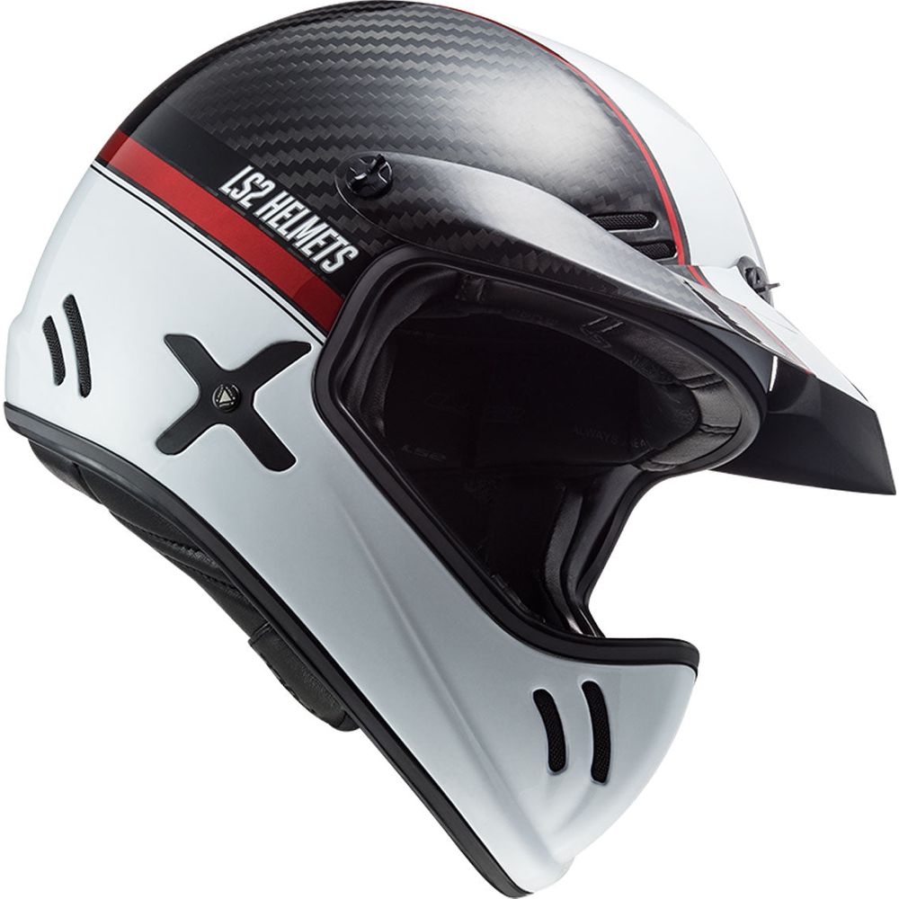 LS2 MX471 Xtra Yard Motocross Helmet Carbon / White / Red FREE 1 YEAR Returns, FREE UK Delivery | ThrottleChimp