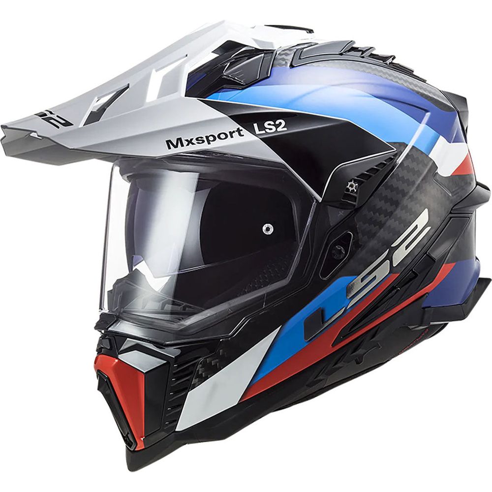 LS2 MX701 Explorer Carbon ECE 22.06 Adventure Helmet Frontier Gloss Black / Blue - ThrottleChimp