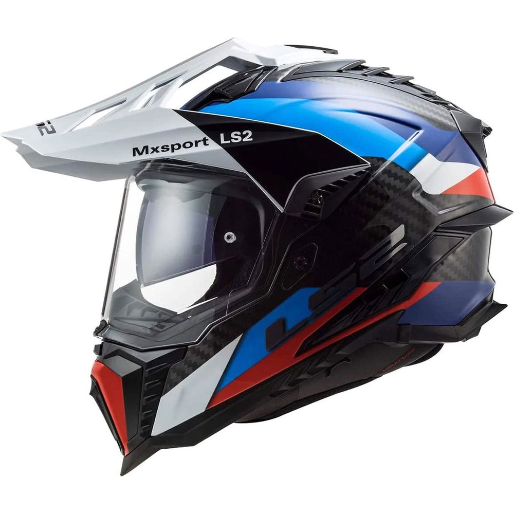 LS2 MX701 Explorer Carbon ECE 22.06 Adventure Helmet Frontier Gloss Black / Blue (Image 2) - ThrottleChimp