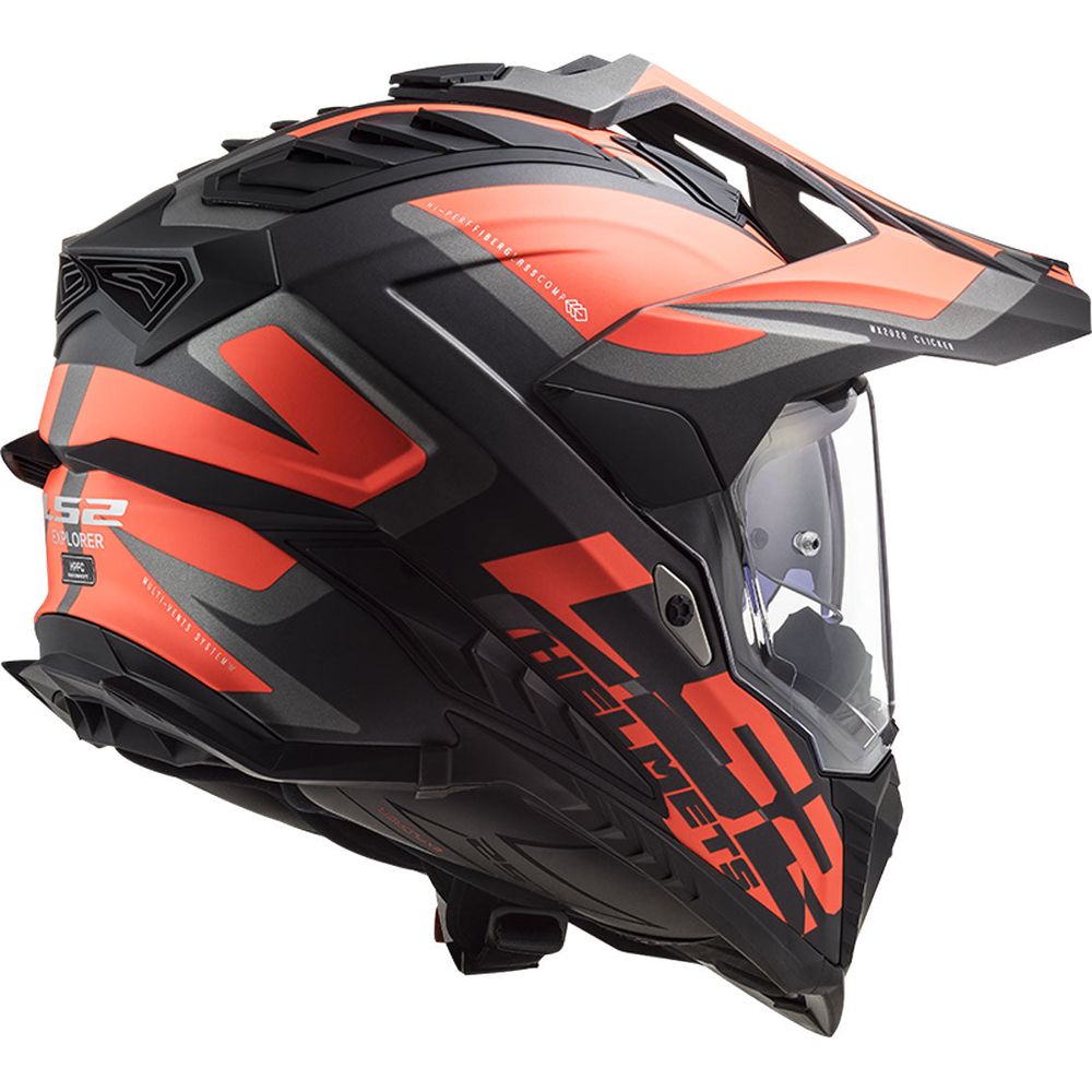 LS2 MX701 Explorer ECE 22.06 Adventure Helmet Alter Matt Black / Fluo Orange (Image 3) - ThrottleChimp