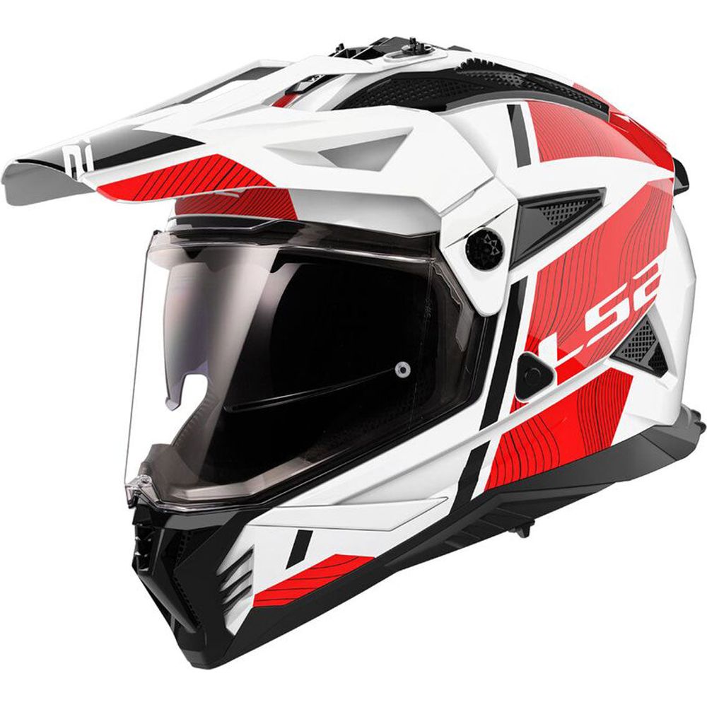 LS2 MX702 Pioneer 2 ECE 22.06 Adventure Helmet Hill White / Red - ThrottleChimp