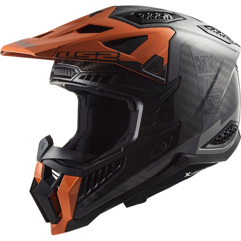 LS2 MX703 X-Force Carbon ECE 22.06 Motocross Helmet Victory Titanium / Orange - ThrottleChimp