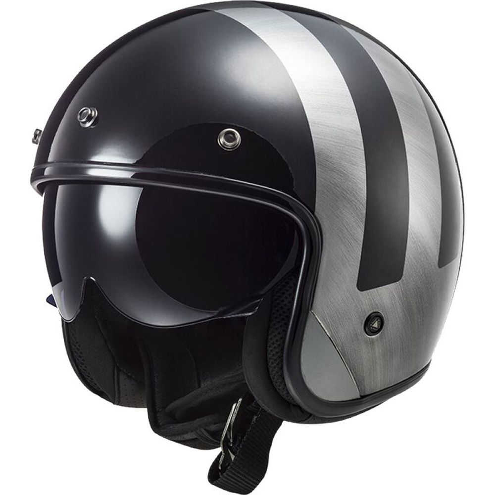 LS2 OF601 Bob 2 ECE 22.06 Open Face Helmet Lines Black Jeans - ThrottleChimp