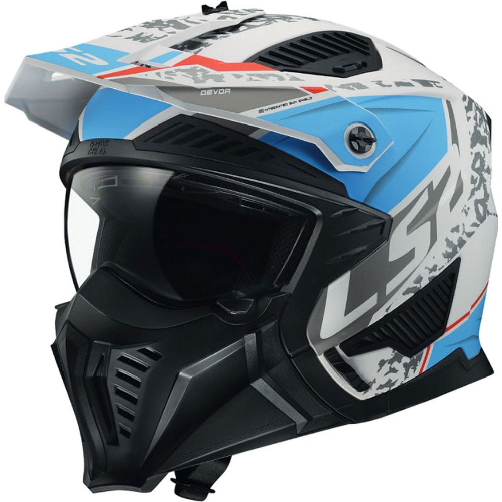 LS2 OF606 Drifter ECE 22.06 Open Face Helmet Devor Matt White / Blue - ThrottleChimp