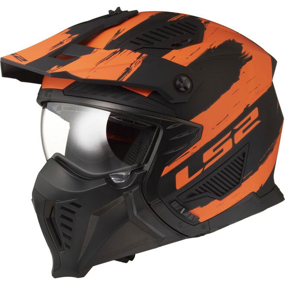 LS2 OF606 Drifter ECE 22.06 Open Face Helmet Mud Matt Black / Orange - ThrottleChimp