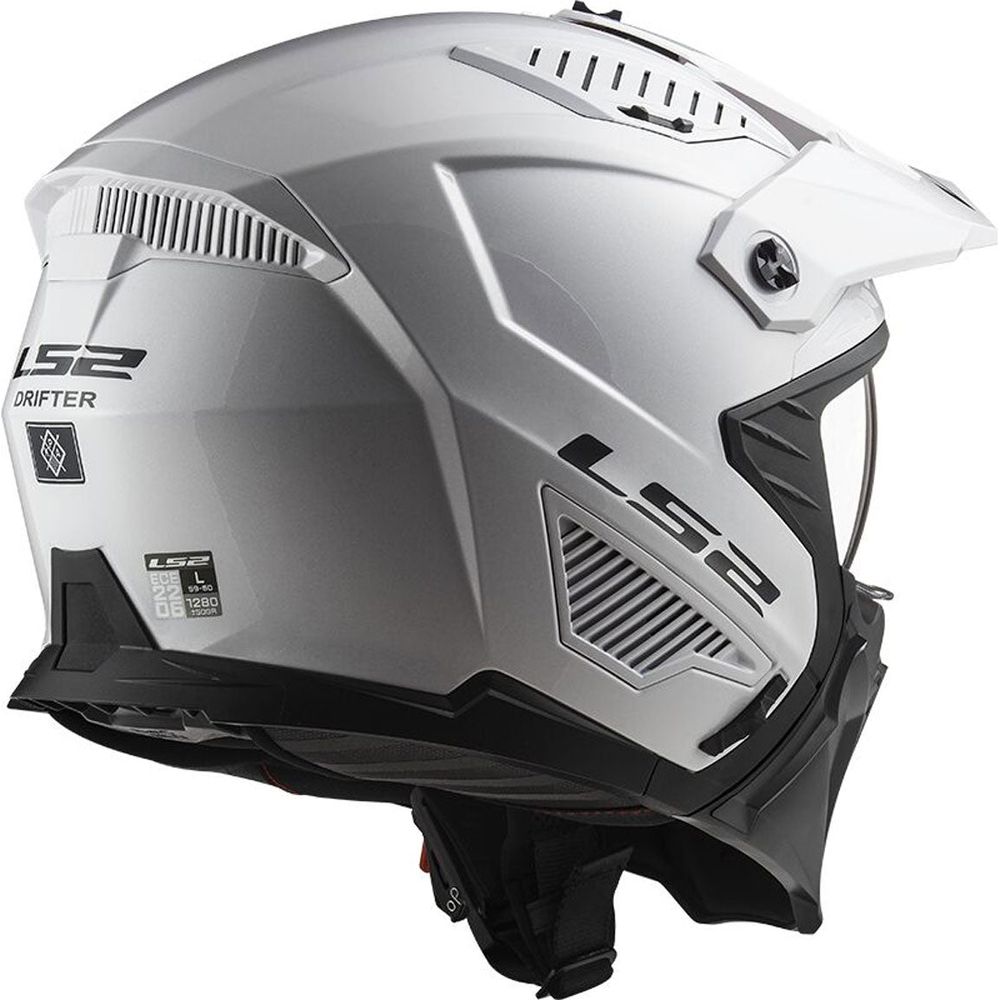 LS2 OF606 Drifter ECE 22.06 Open Face Helmet Solid White FREE 1 YEAR Returns, FREE UK Delivery | ThrottleChimp