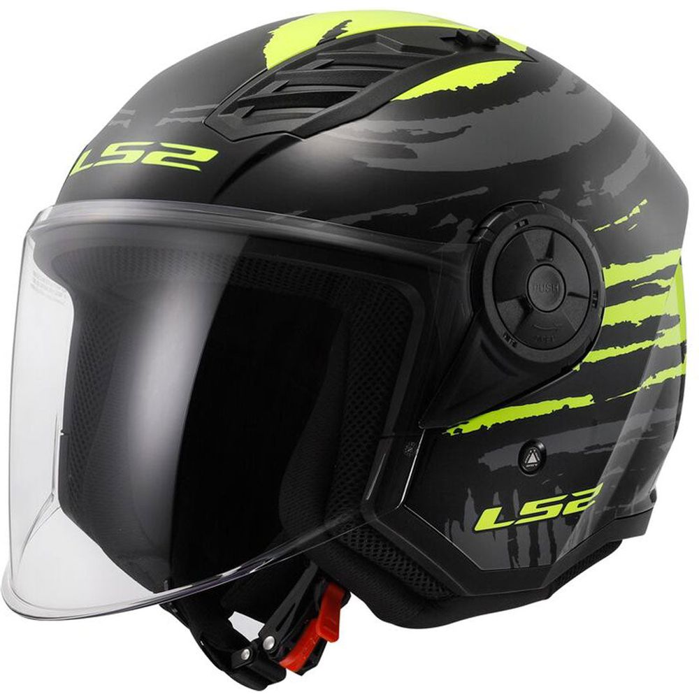 LS2 OF616 Airflow 2 ECE 22.06 Open Face Helmet Brush Black / Hi-Viz Yellow FREE 1 YEAR Returns, FREE UK Delivery | ThrottleChimp