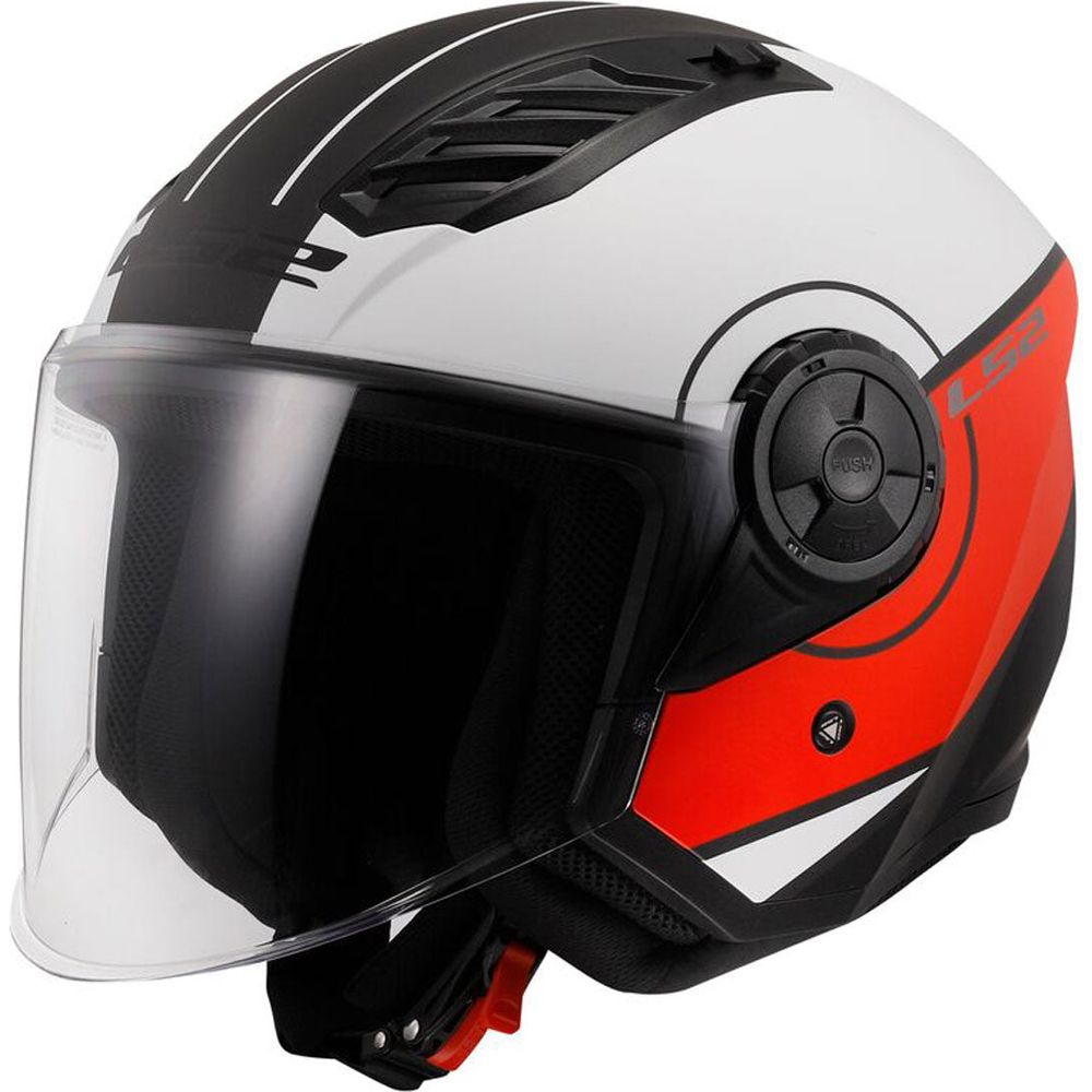 LS2 OF616 Airflow 2 ECE 22.06 Open Face Helmet Cover Matt White / Red - ThrottleChimp