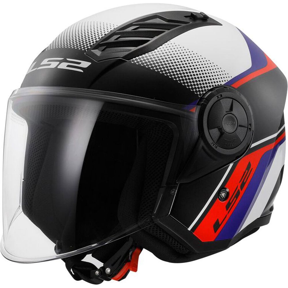 LS2 OF616 Airflow 2 ECE 22.06 Open Face Helmet Rush White / Blue / Red - ThrottleChimp