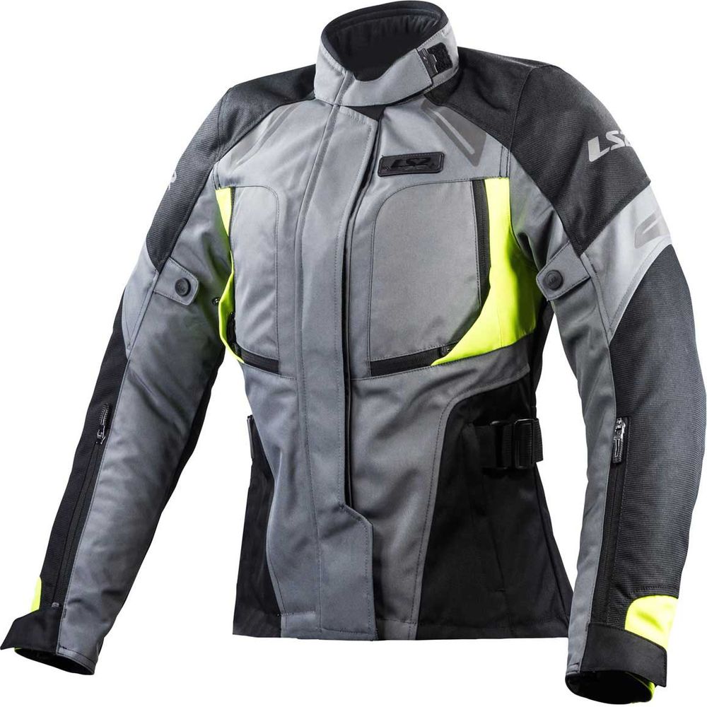 LS2 Phase Ladies Waterproof Touring Textile Jacket Grey / Black / Yellow - ThrottleChimp