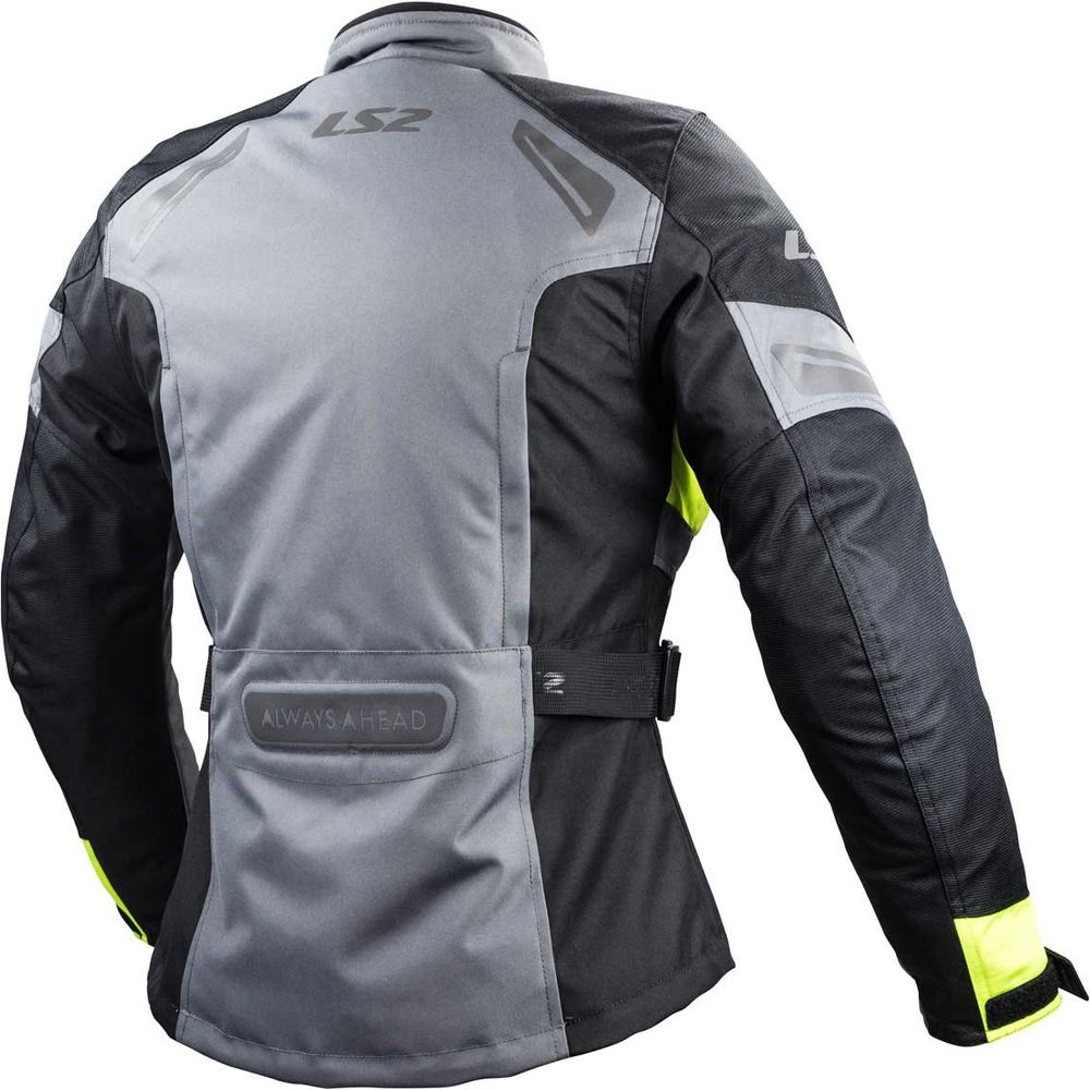 LS2 Phase Ladies Waterproof Touring Textile Jacket Grey / Black / Yellow (Image 2) - ThrottleChimp