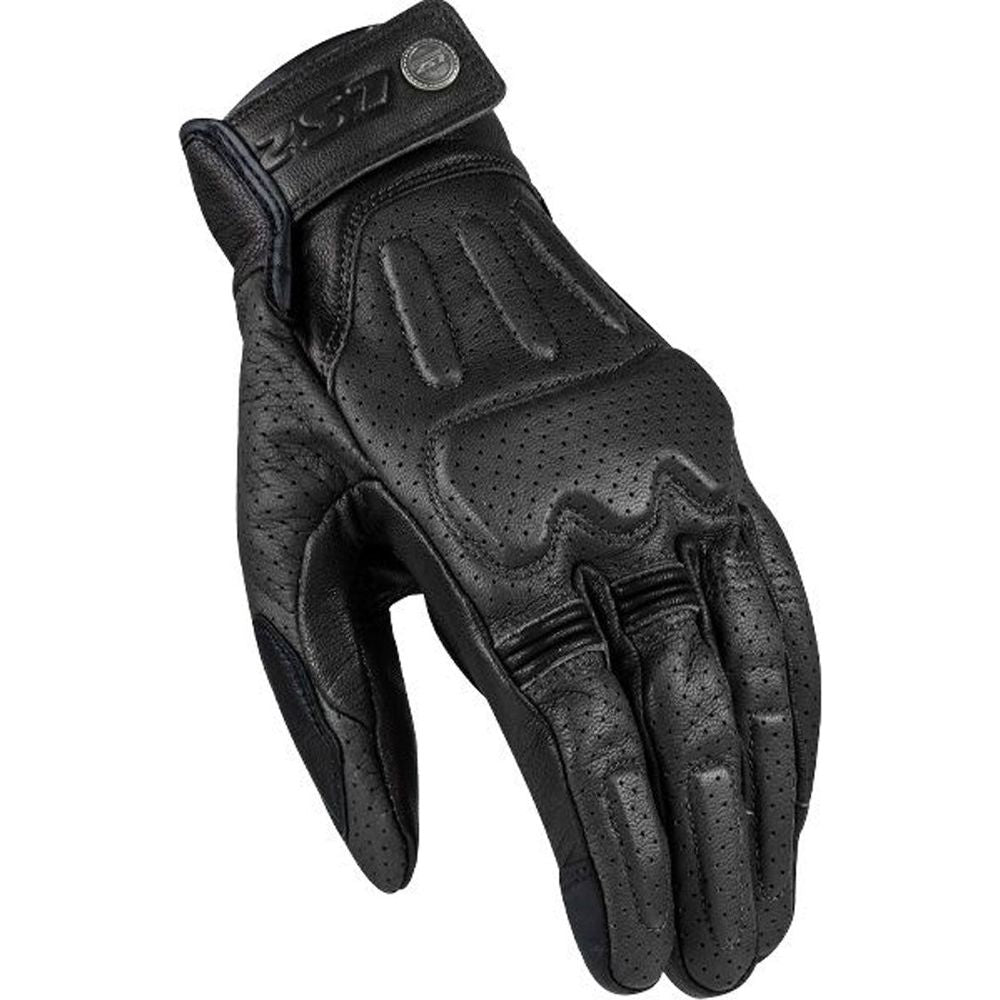 LS2 Rust Leather Gloves Black - ThrottleChimp