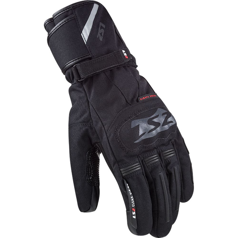 LS2 Snow Textile Gloves Black - ThrottleChimp