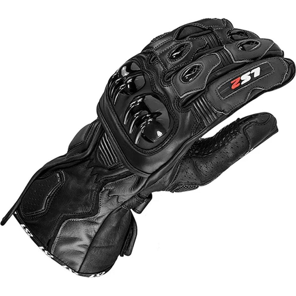 LS2 Swift Racing Leather Gloves Black - ThrottleChimp