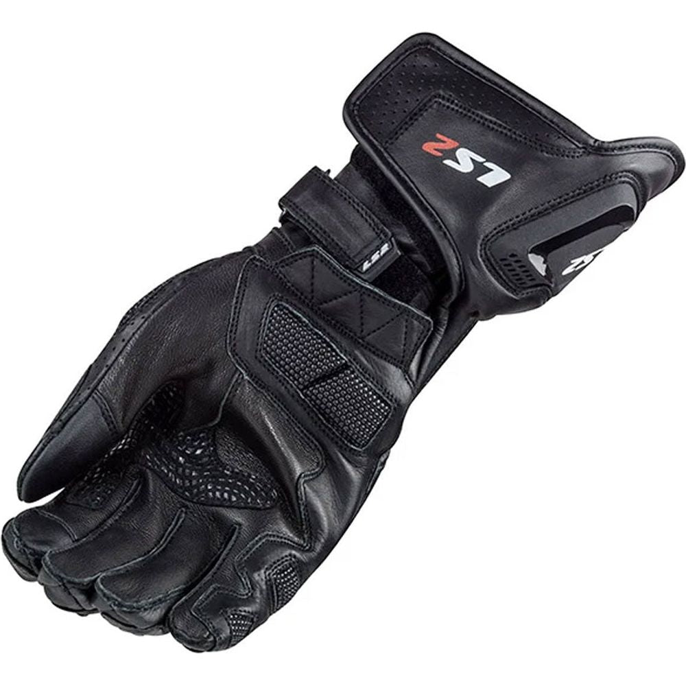 LS2 Swift Racing Leather Gloves Black (Image 2) - ThrottleChimp