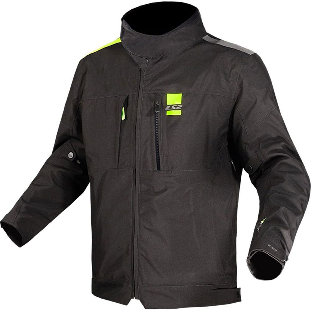 LS2 Titanium Textile Jacket Black / Hi-Viz Yellow - ThrottleChimp