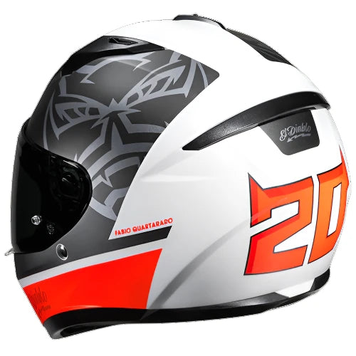 HJC C10 Fabio Quartararo 20 Full Face Helmet MC1SF Black / White / Red (Image 8) - ThrottleChimp