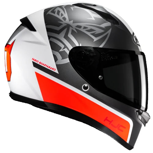 HJC C10 Fabio Quartararo 20 Full Face Helmet MC1SF Black / White / Red (Image 10) - ThrottleChimp