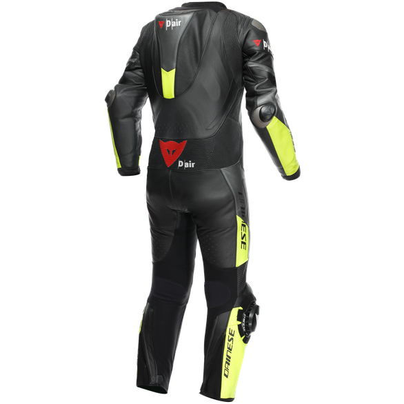 Dainese Misano 3 D-Air One Piece Perforated Leather Suit Black / Anthracite / Fluo Yellow (Image 2) - ThrottleChimp
