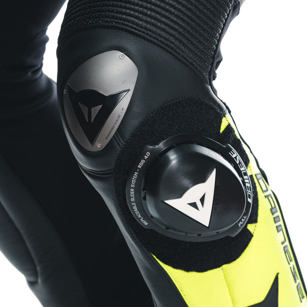 Dainese Misano 3 D-Air One Piece Perforated Leather Suit Black / Anthracite / Fluo Yellow (Image 13) - ThrottleChimp