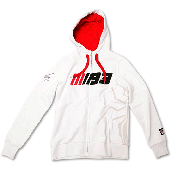 VR46 Marquez 93 Ladies Zip Fleece Hoodie White - ThrottleChimp